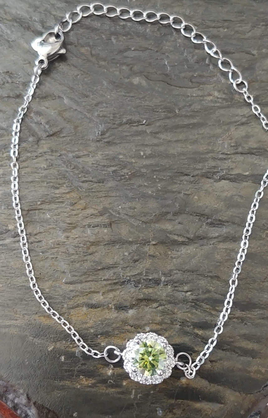 Moissanite Olive Green 1.0 Ct Sterling silver Bracelet & Free Gift